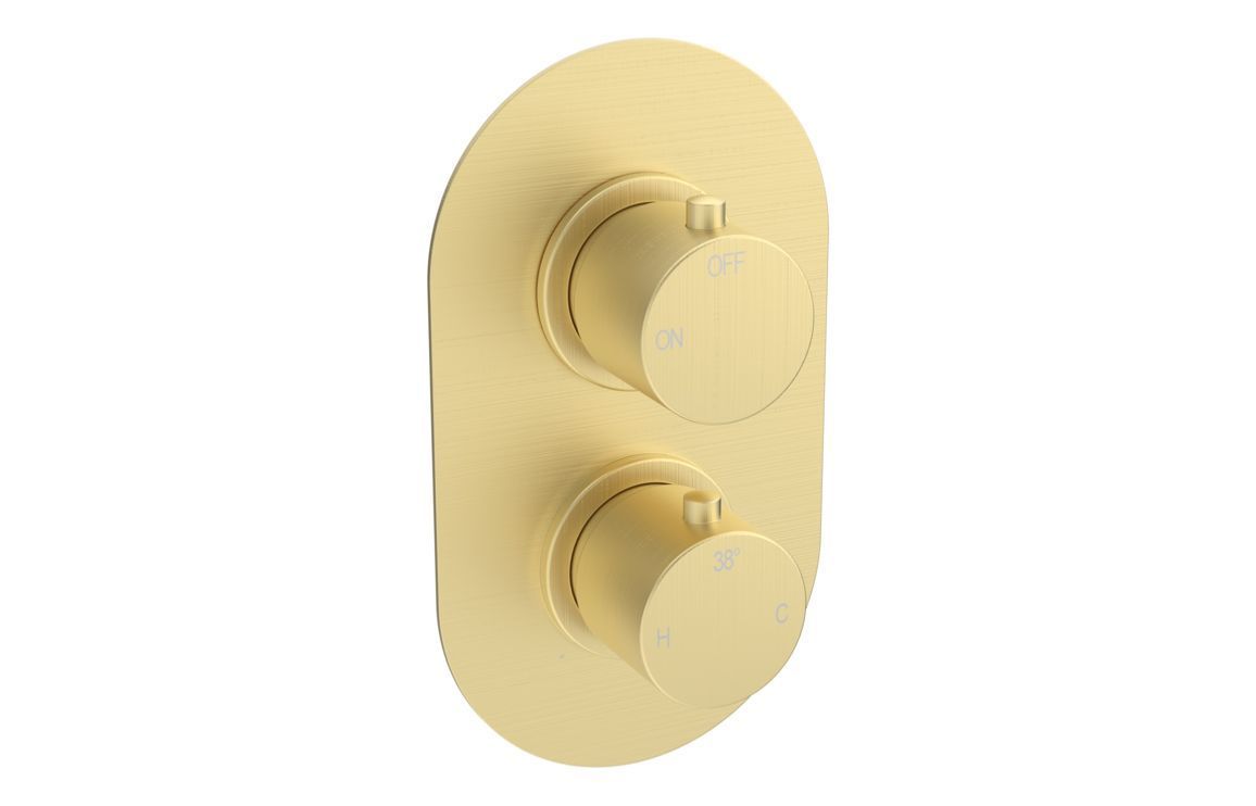 Austin Thermostatic Single Outlet Twin Shower Valve - Brushed Brass