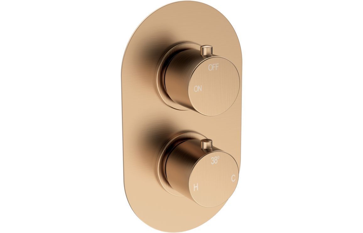 Austin Thermostatic Single Outlet Twin Shower Valve - Brushed Bronze