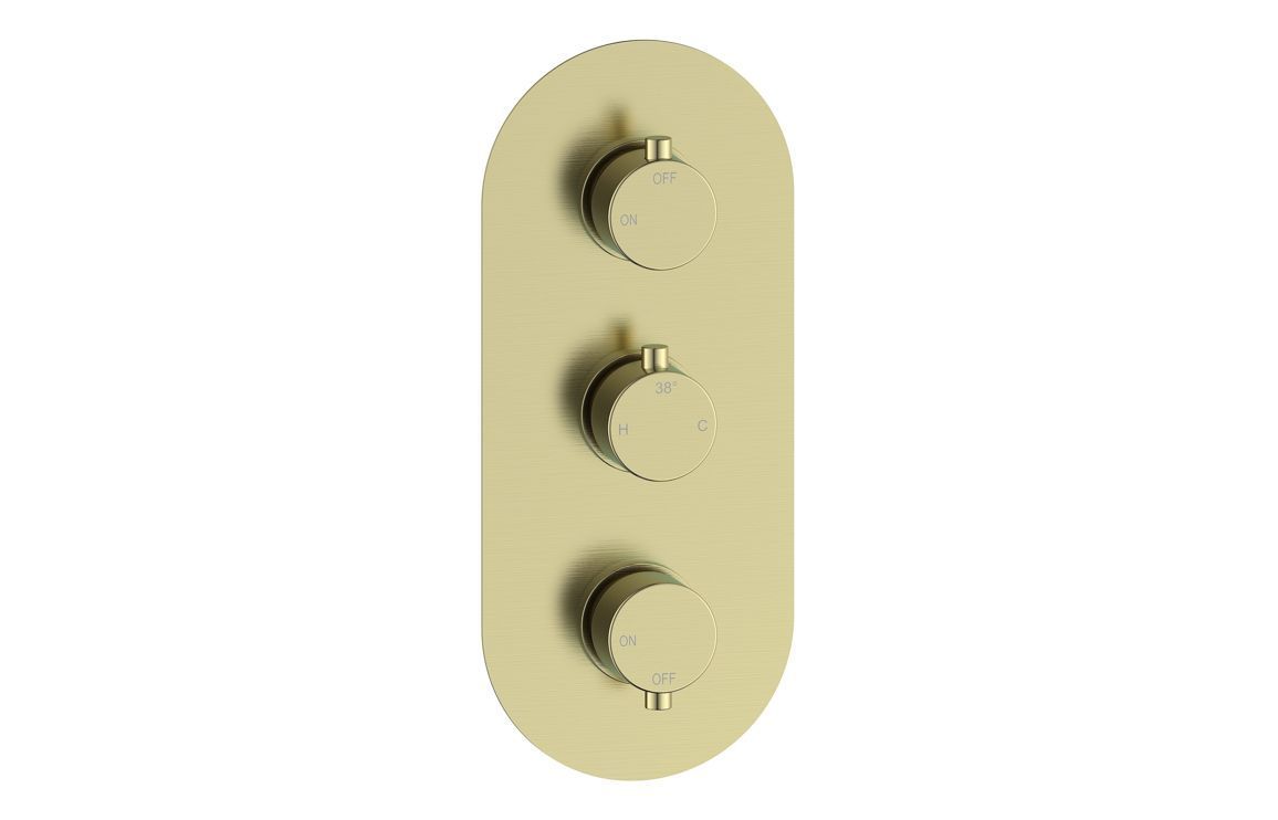 Austin Thermostatic Two Outlet Triple Shower Valve - Brushed Brass