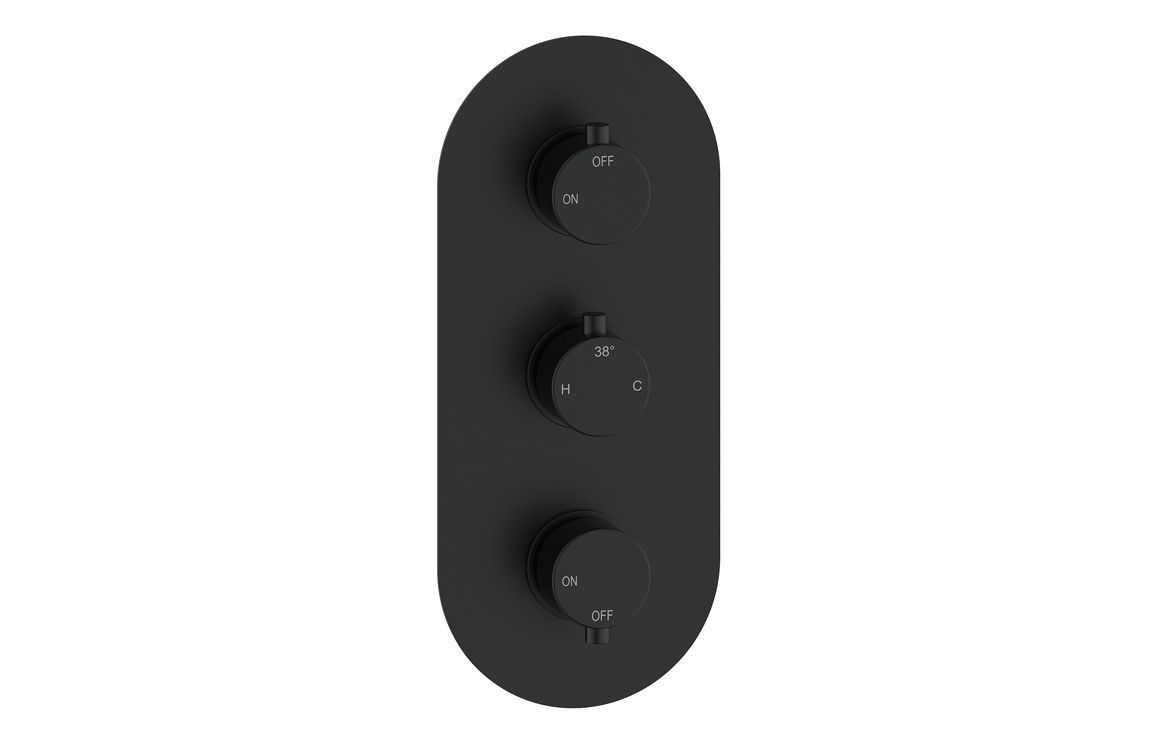 Austin Thermostatic Two Outlet Triple Shower Valve - Matt Black