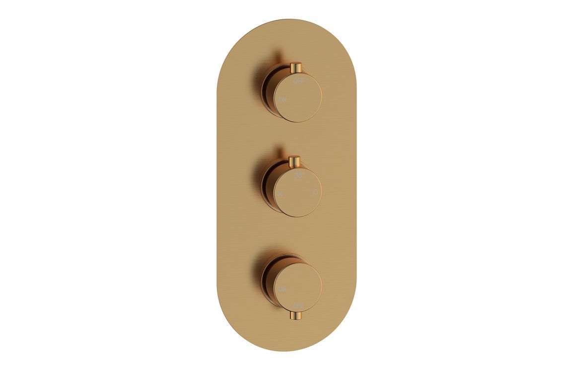 Austin Thermostatic Two Outlet Triple Shower Valve - Brushed Bronze