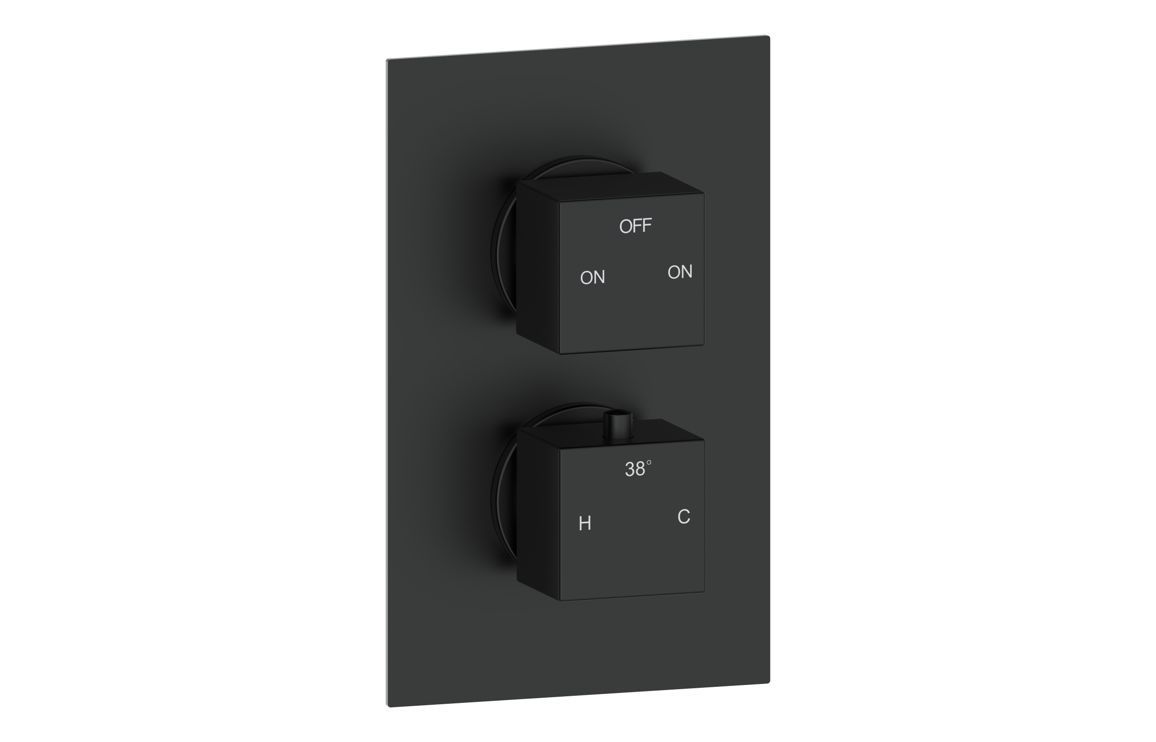 Corey Thermostatic Two Outlet Twin Shower Valve - Matt Black