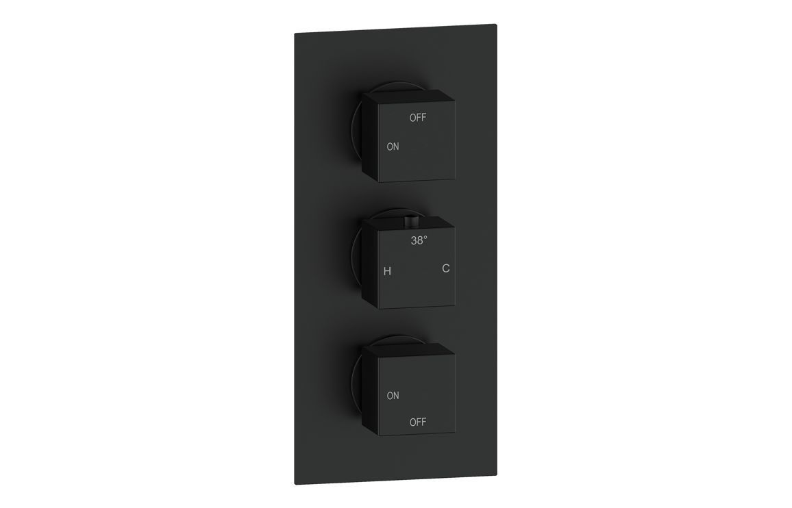 Corey Thermostatic Two Outlet Triple Shower Valve - Matt Black