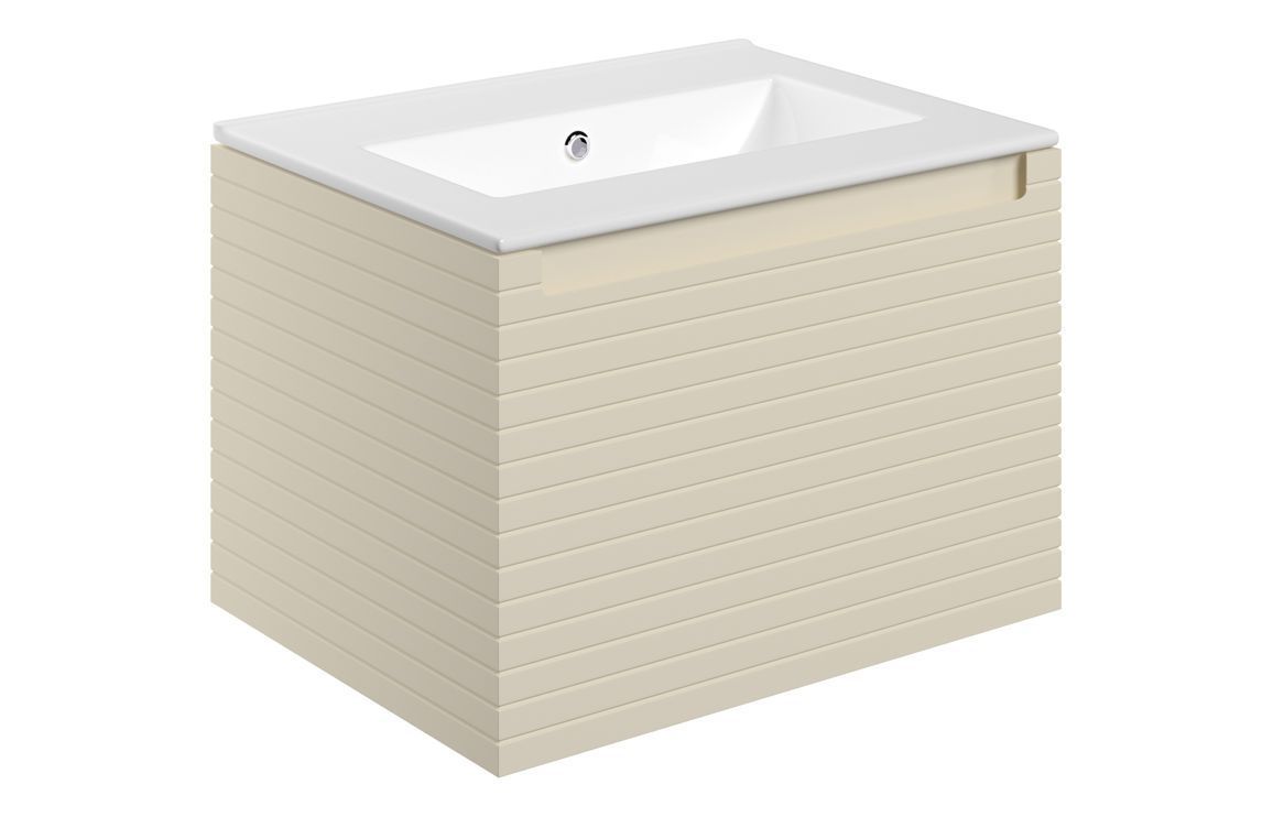 Esme 615mm Wall Hung 1 Drawer Basin Unit & 0TH Thin Edge Basin - Matt Cotton