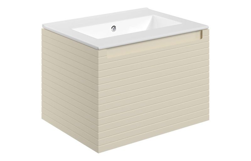 Esme 615mm Wall Hung 1 Drawer Basin Unit & 0TH Thin Edge Basin - Matt Cotton