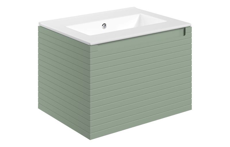 Esme 615mm Wall Hung 1 Drawer Basin Unit & 0TH Thin Edge Basin - Matt Willow Green