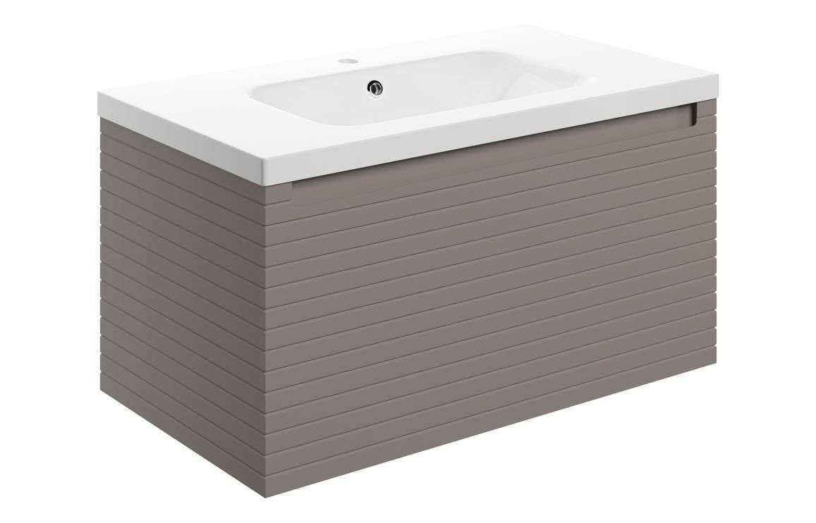 Esme 815mm Wall Hung 1 Drawer Basin Unit & 1TH Basin - Matt Taupe