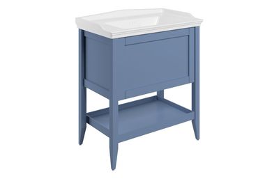 Diana 800mm Floor Standing 1 Drawer Basin Unit w/Basin - Matt Misty Blue