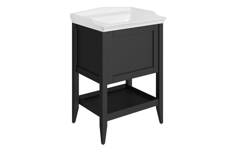 Diana 650mm Floor Standing 1 Drawer Basin Unit w/Basin - Matt Anthracite