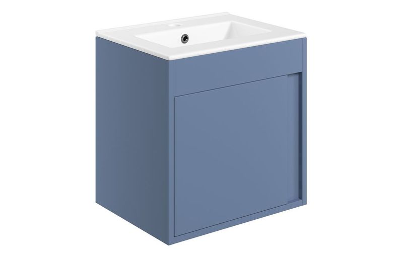 Aurora 510mm Wall Hung Unit Inc. Basin - Matt Misty Blue