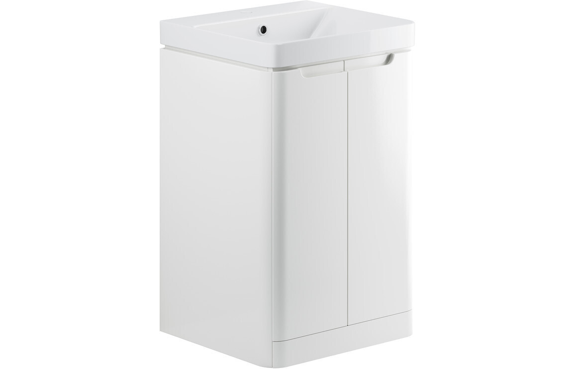 Narbeth 500mm 2 Door Floor Standing Cloakroom Basin Unit - White Gloss
