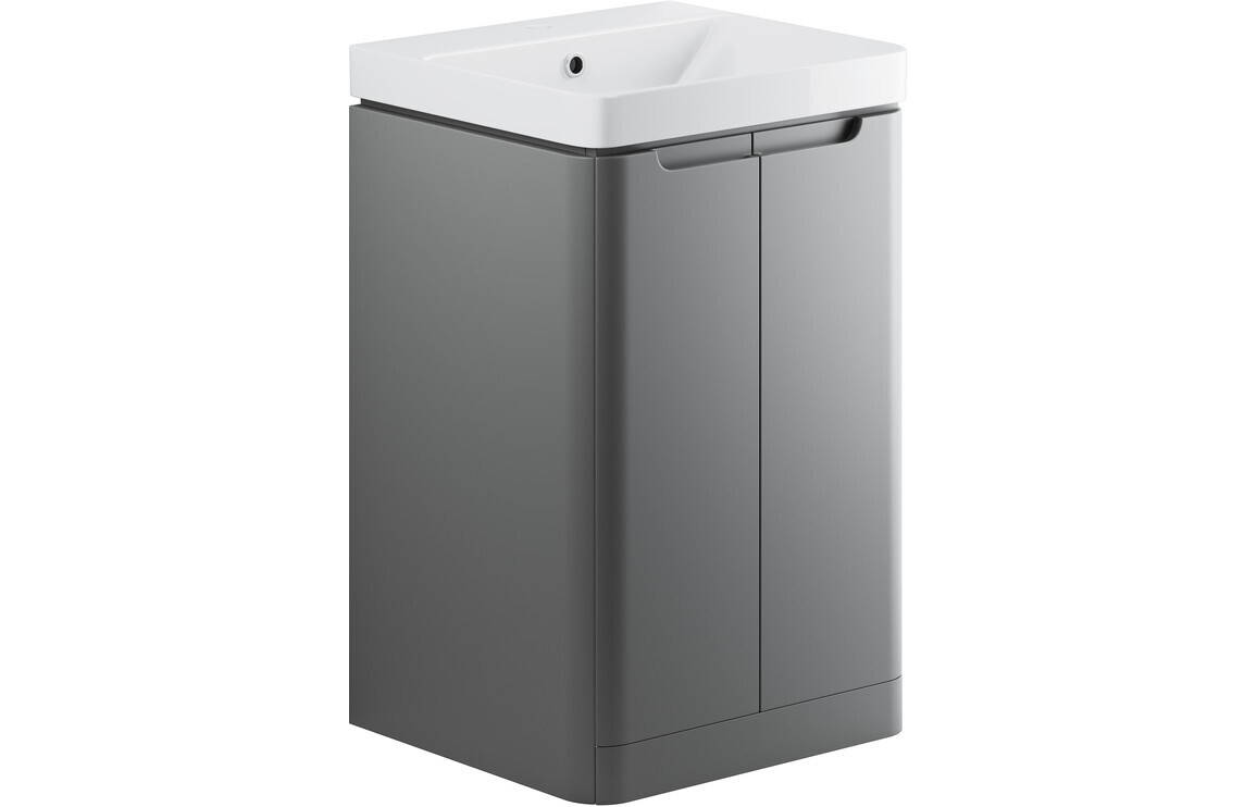 Narbeth 500mm 2 Door Floor Standing Cloakroom Basin Unit - Matt Grey