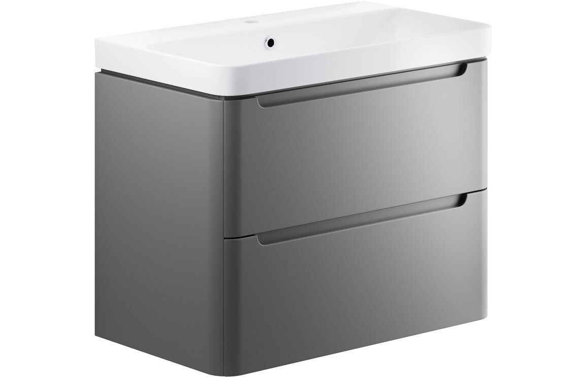 Narbeth 805mm 2 Drawer Wall Hung Basin Unit - Matt Grey