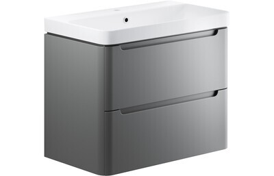 Narbeth 805mm 2 Drawer Wall Hung Basin Unit - Matt Grey