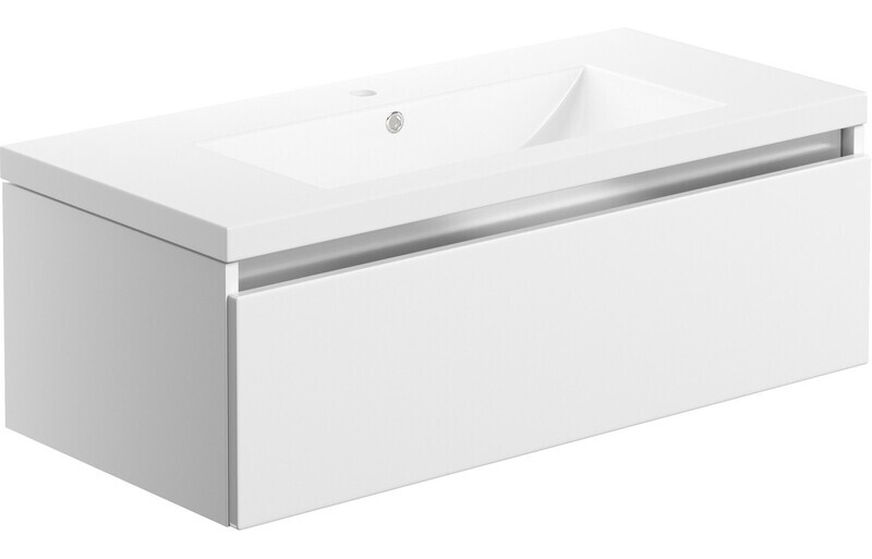Tenby 815mm 1 Drawer Wall Hung Basin Unit Inc. Basin - White Gloss
