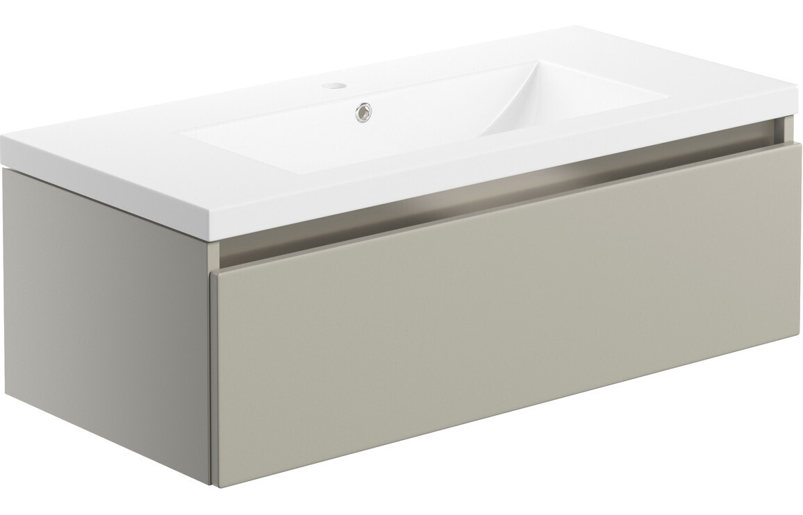 Tenby 815mm 1 Drawer Wall Hung Basin Unit Inc. Basin - Latte