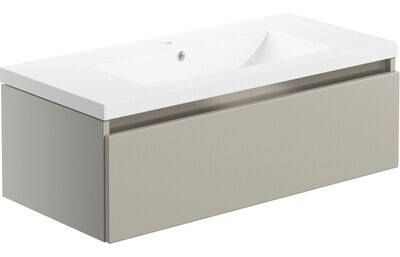 Tenby 815mm 1 Drawer Wall Hung Basin Unit Inc. Basin - Latte