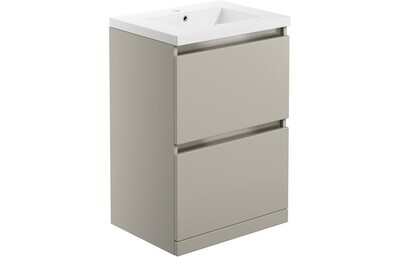 Tenby 615mm 2 Drawer Floor Standing Basin Unit Inc. Basin - Latte