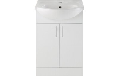 Newton 655mm Basin Unit & Basin - White Gloss