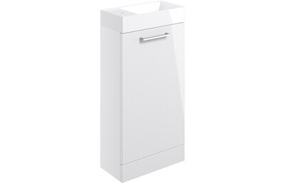 Rhyl 410mm Floor Standing 1 Door Basin Unit & Basin - White Gloss Rhyl 410mm Floor Standing 1 Door Basin Unit & Basin - White Gloss