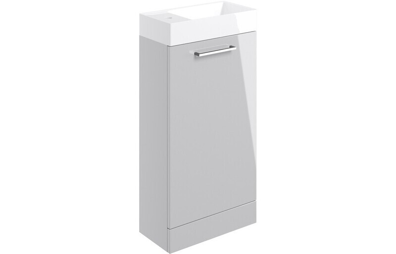 Rhyl 410mm Floor Standing 1 Door Basin Unit & Basin - Grey Gloss
