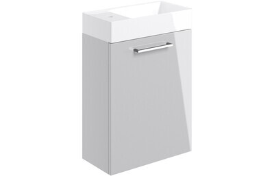 Rhyl 410mm Wall Hung 1 Door Basin Unit & Basin - Grey Gloss