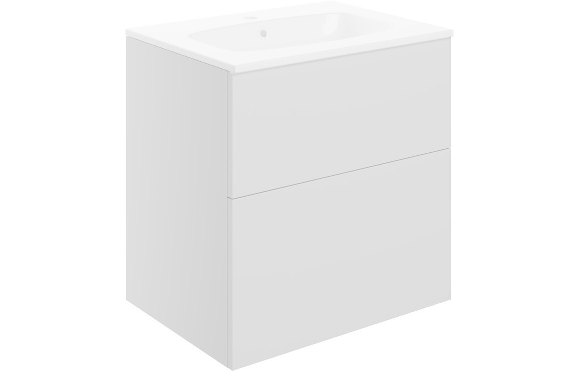 Carmarthen 610mm Wall Hung 2 Drawer Basin Unit & Basin - Matt White