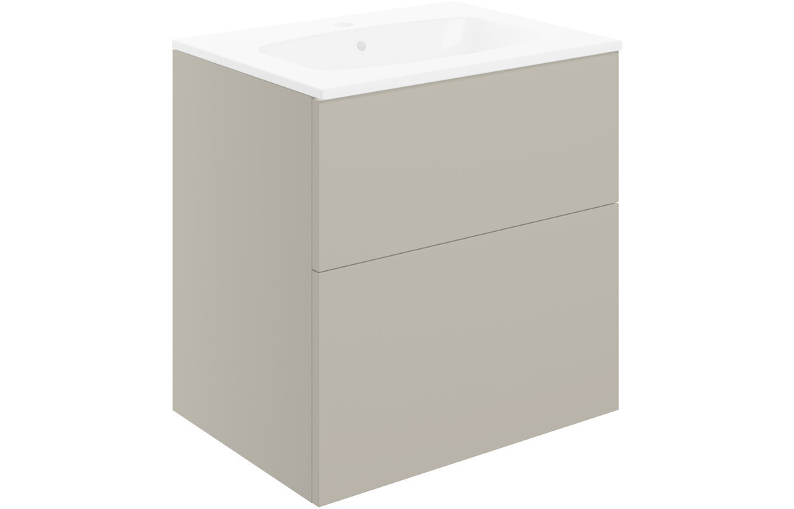 Carmarthen 610mm Wall Hung 2 Drawer Basin Unit & Basin - Matt Latte