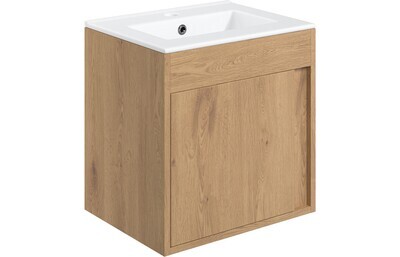 Springfield 510mm Wall Hung Unit Inc. Basin - Seville Oak