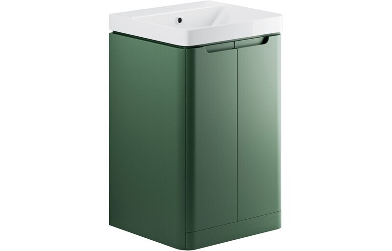 Narbeth 500mm 2 Door Floor Standing Cloakroom Basin Unit - Matt Sage Green