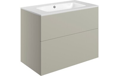Carmarthen 815mm Wall Hung 2 Drawer Basin Unit & Basin - Matt Latte