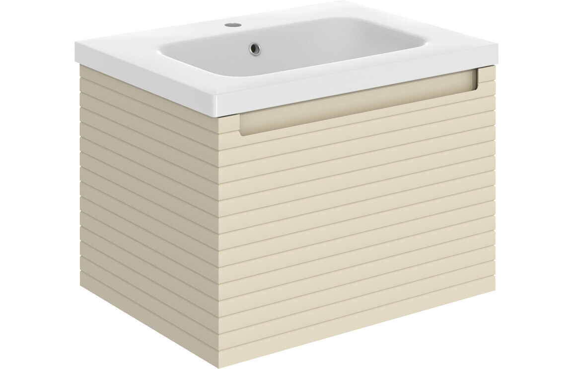 Chepstow 615mm Wall Hung 1 Drawer Basin Unit & Basin - Matt Cotton