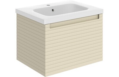 Chepstow 615mm Wall Hung 1 Drawer Basin Unit & Basin - Matt Cotton