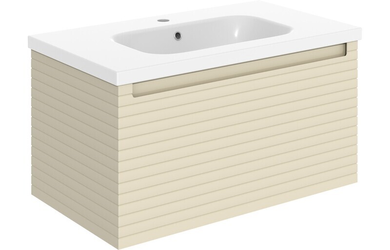 Chepstow 815mm Wall Hung 1 Drawer Basin Unit & Basin - Matt Cotton