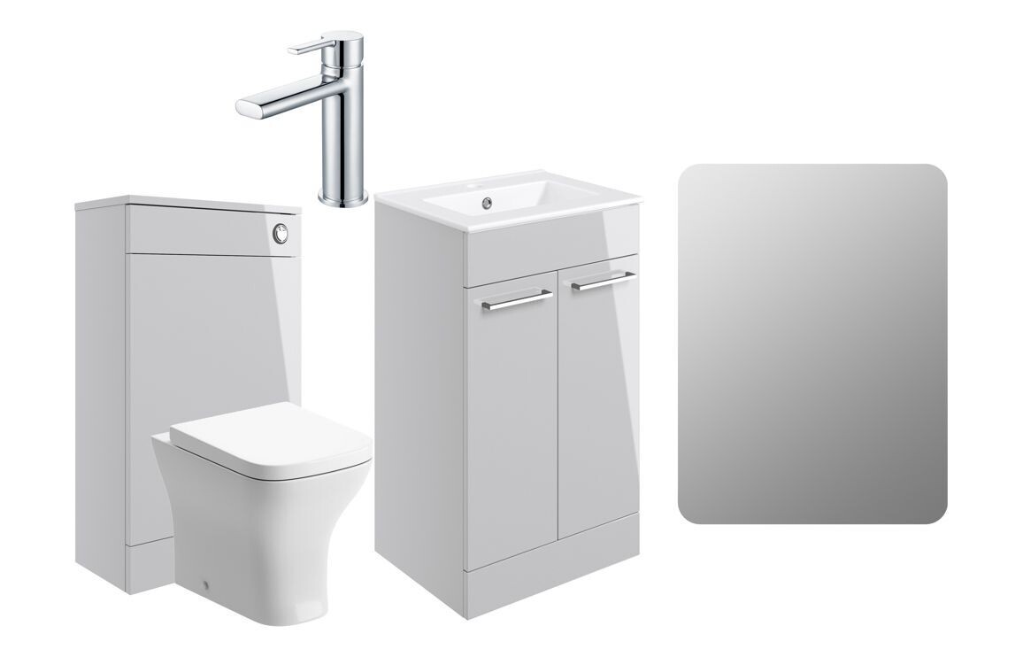 Libby 510mm Floor Standing Furniture Pack - Grey Gloss With Chrome Finishes