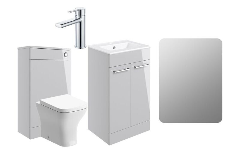 Libby 510mm Floor Standing Furniture Pack - Grey Gloss With Chrome Finishes