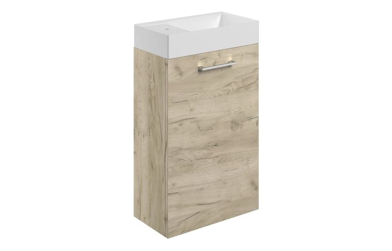 Rhyl 410mm Wall Hung 1 Door Basin Unit & Basin - Oak