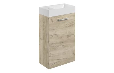 Rhyl 410mm Wall Hung 1 Door Basin Unit & Basin - Oak
