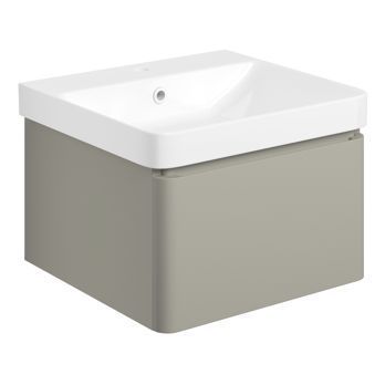 Rhossili 500mm Wall Hung 1 Drawer Basin Unit & Basin - Matt Latte
