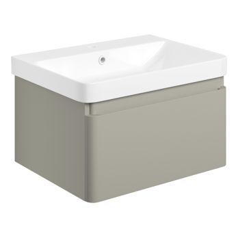 Rhossili 605mm Wall Hung 1 Drawer Basin Unit & Basin - Matt Latte Rhossili 605mm Wall Hung 1 Drawer Basin Unit & Basin - Matt Latte
