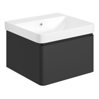 Rhossili 500mm Wall Hung 1 Drawer Basin Unit & Basin - Matt Black