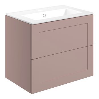 Raglan 615mm Wall Hung 2 Drawer Basin Unit & Basin - Matt Peony