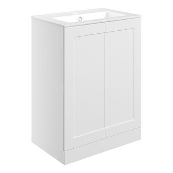 Raglan 615mm Floor Standing 2 Door Basin Unit & Basin - Matt White