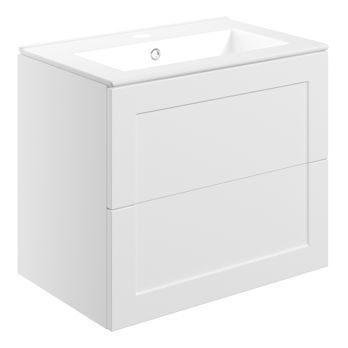 Raglan 615mm Wall Hung 2 Drawer Basin Unit & Basin - Matt White