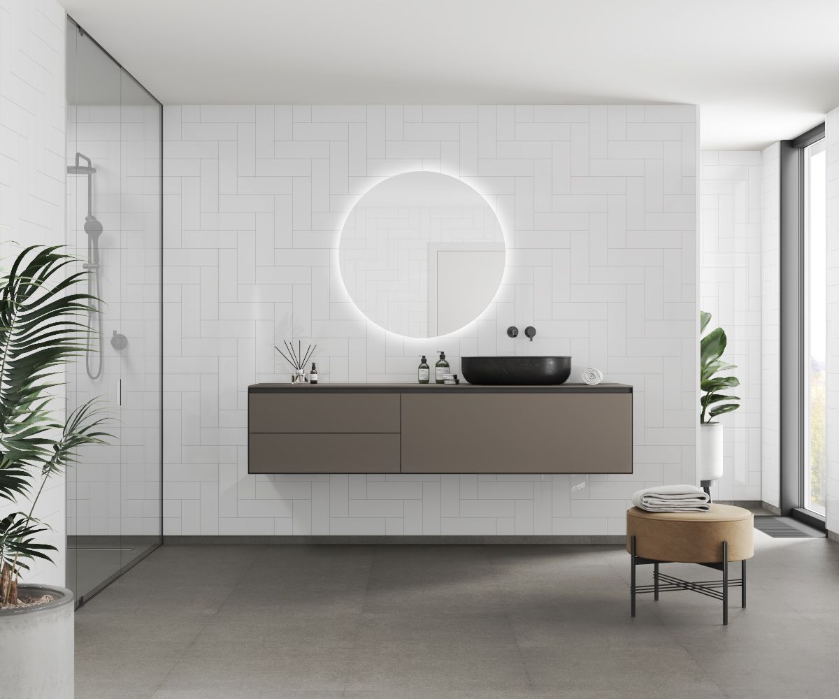 Fibo Urban - Denver White (Straight Herringbone)