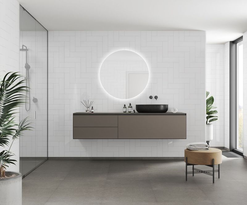 Fibo Urban - Denver White (Straight Herringbone)
