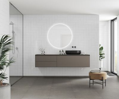 Fibo Urban - Denver White (Straight Herringbone)