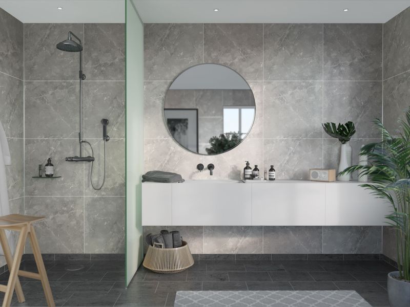 Fibo Marble - Grey Marble (Tile Effect)