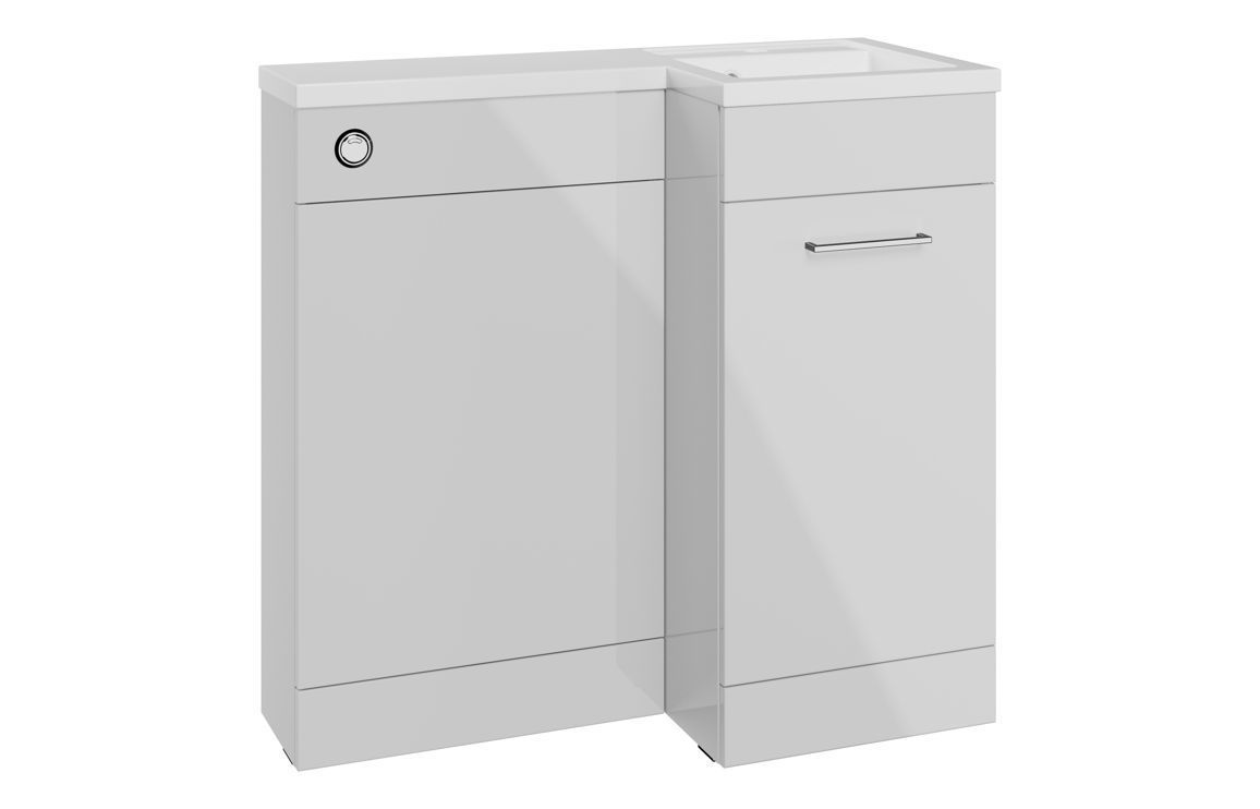 Conwy 900mm F/S L-Shape Pack & Basin (RH) - Grey Gloss