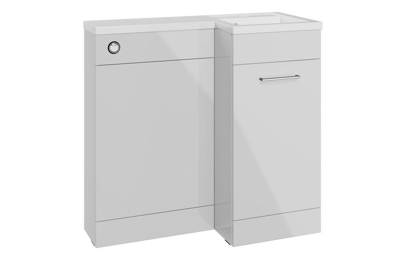 Conwy 900mm F/S L-Shape Pack & Basin (RH) - Grey Gloss